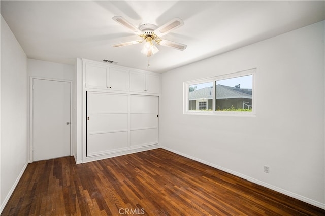 209 S Homerest Ave, West Covina, CA 91791 - unfurnished bedroom featuring dark wood finished floors, a closet, and a ceiling fan