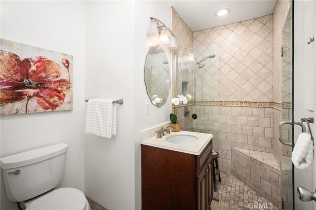 209 S Homerest Ave, West Covina, CA 91791 - bathroom featuring vanity, a shower stall, and recessed lighting