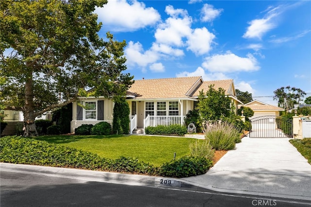 209 S Homerest Ave, West Covina, CA 91791 - view of front of home with a gate, a front lawn, and a garage