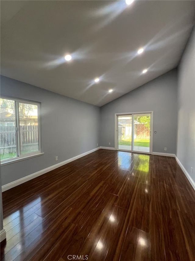 4539 Brookview Ct, Chino Hills, CA 91709 - unfurnished room with dark wood finished floors, vaulted ceiling, and recessed lighting