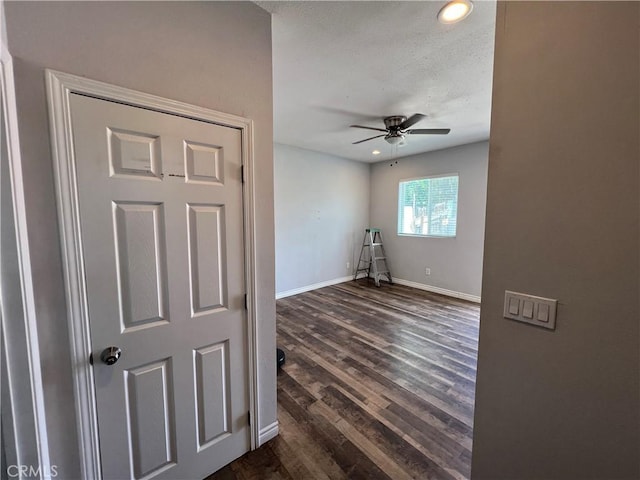 246 E 27th St, San Bernardino, CA 92404 - unfurnished room with ceiling fan, dark wood-type flooring, recessed lighting, and a textured ceiling
