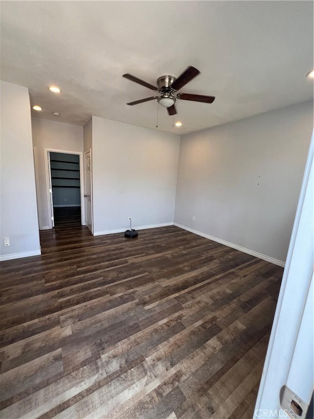 246 E 27th St, San Bernardino, CA 92404 - unfurnished room with a ceiling fan, dark wood finished floors, and recessed lighting