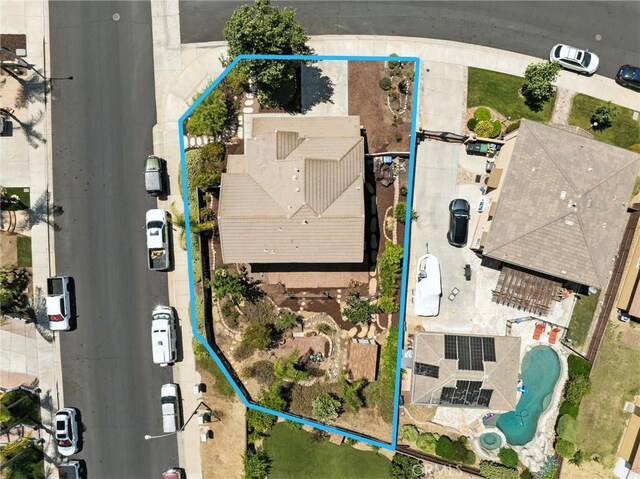 39312 Via Belleza, Murrieta, CA 92563 - aerial view of property and surrounding area featuring property parcel outlined
