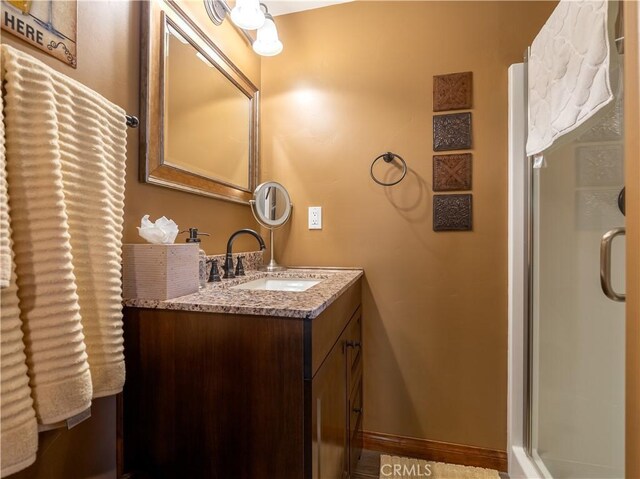 813 Brentwood Dr, Lake Arrowhead, CA 92352 - bathroom with vanity and a stall shower