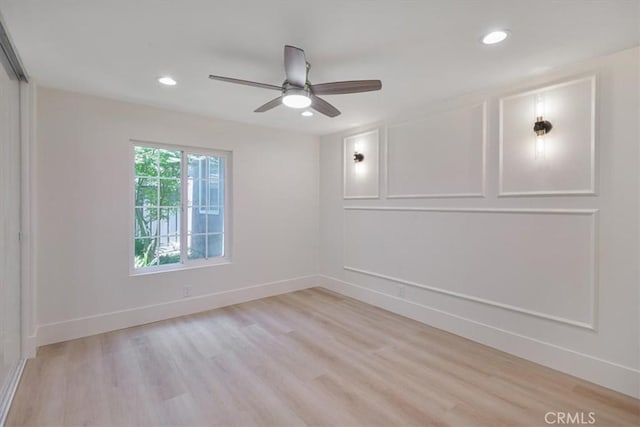 229 Springview, Irvine, CA 92620 - empty room featuring recessed lighting, light wood-style flooring, and ceiling fan