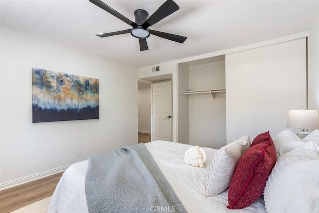 26982 Pueblonuevo Dr, Mission Viejo, CA 92691 - bedroom featuring wood finished floors, a closet, and ceiling fan