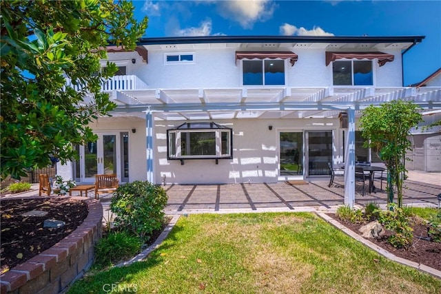 26982 Pueblonuevo Dr, Mission Viejo, CA 92691 - rear view of property with stucco siding, french doors, a patio, and a pergola