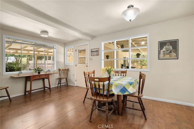 6435 Norwood Ave, Riverside, CA 92505 - dining space with plenty of natural light, wood finished floors, and beam ceiling
