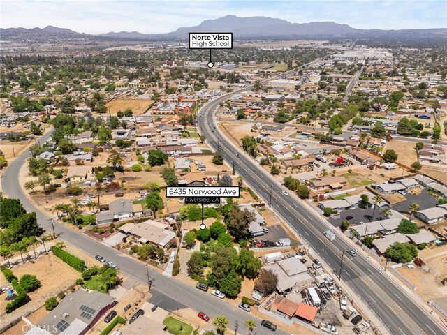6435 Norwood Ave, Riverside, CA 92505 - aerial view of property and surrounding area featuring mountains and a major roadway