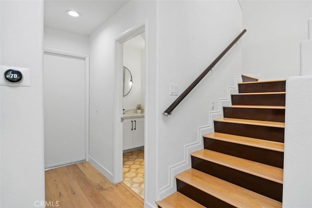 1872 Caminito De La Narcissa, Glendale, CA 91208 - stairs featuring wood finished floors and recessed lighting