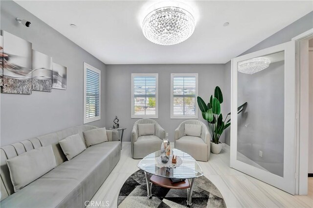 18348 Cachet Way, Canyon Country, CA 91350 - living area with a chandelier and light tile patterned floors