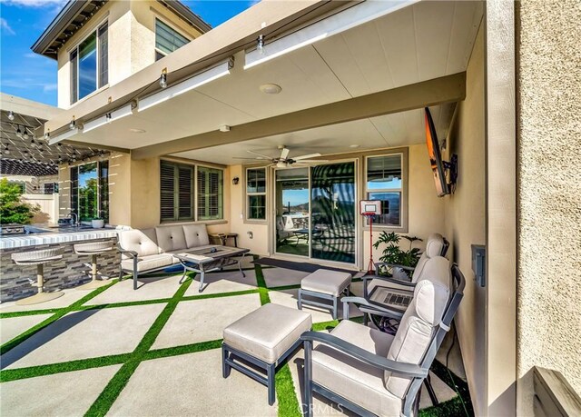18348 Cachet Way, Canyon Country, CA 91350 - view of patio / terrace with an outdoor hangout area and ceiling fan