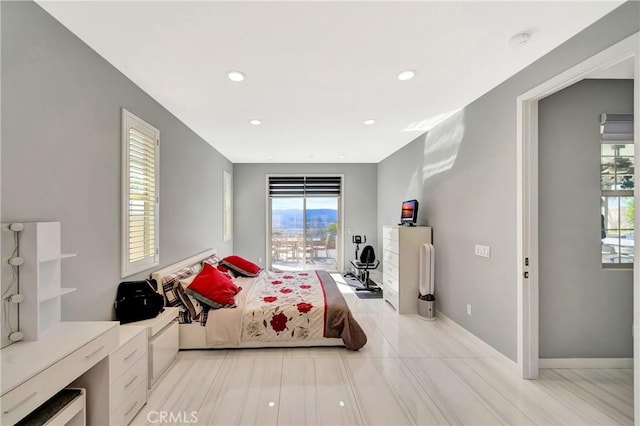18348 Cachet Way, Canyon Country, CA 91350 - bedroom with recessed lighting, light tile patterned floors, and access to exterior