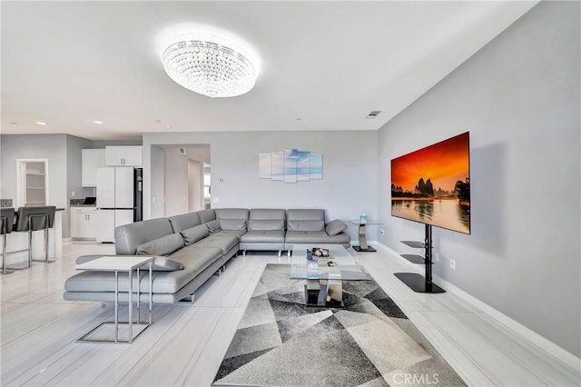 18348 Cachet Way, Canyon Country, CA 91350 - living area featuring a chandelier, recessed lighting, and light tile patterned flooring
