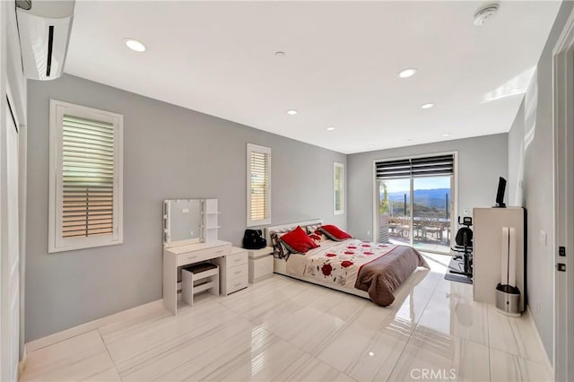 18348 Cachet Way, Canyon Country, CA 91350 - bedroom with access to outside, multiple windows, recessed lighting, and light tile patterned flooring