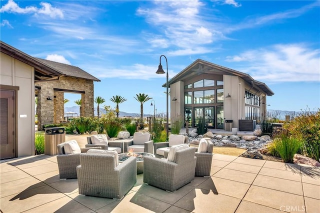 18348 Cachet Way, Canyon Country, CA 91350 - view of patio / terrace with a fire pit and a mountain view