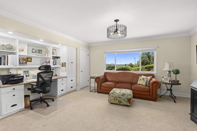 3237 Canonita Dr, Fallbrook, CA 92028 - office with ornamental molding, built in desk, and light colored carpet
