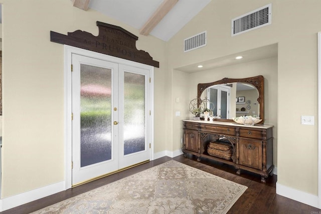 3237 Canonita Dr, Fallbrook, CA 92028 - entrance foyer with french doors and dark wood-type flooring