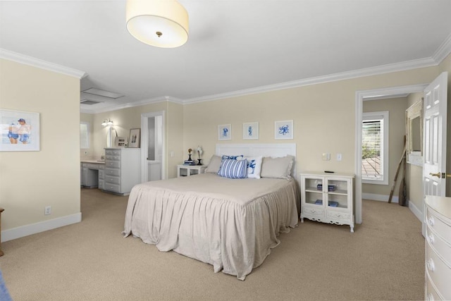 3237 Canonita Dr, Fallbrook, CA 92028 - carpeted bedroom featuring ornamental molding and ensuite bathroom