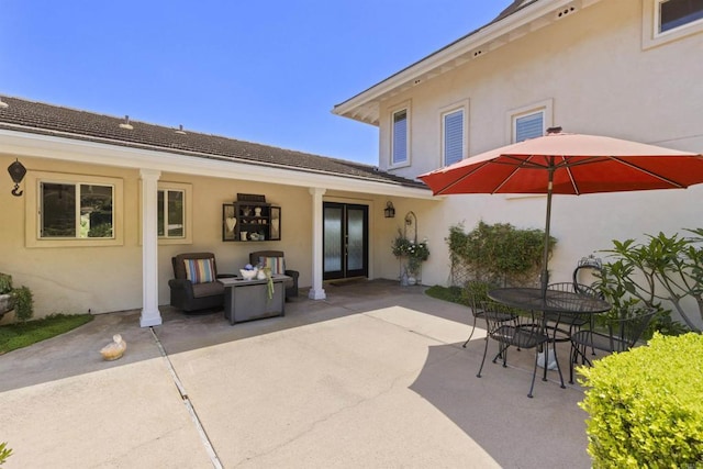 3237 Canonita Dr, Fallbrook, CA 92028 - view of patio / terrace featuring french doors, outdoor dining area, and outdoor lounge area