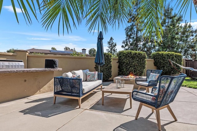 923 Citrine Way, San Marcos, CA 92078 - view of patio featuring an outdoor living space with a fire pit