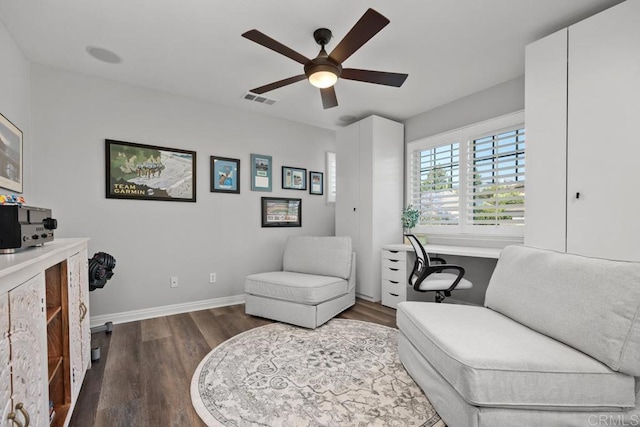 923 Citrine Way, San Marcos, CA 92078 - living area with ceiling fan and dark wood finished floors