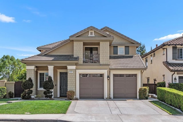 923 Citrine Way, San Marcos, CA 92078 - view of front of property with a balcony, driveway, and a garage