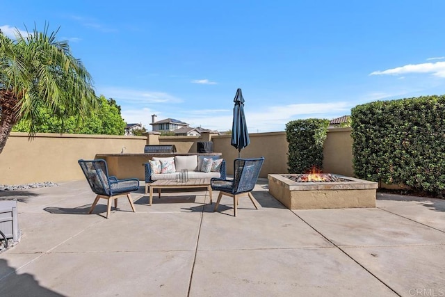 923 Citrine Way, San Marcos, CA 92078 - view of patio / terrace with an outdoor living space with a fire pit
