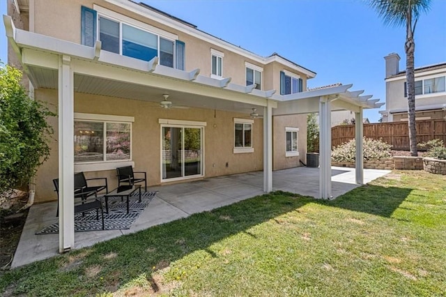 35733 Emily Ave, Murrieta, CA 92563 - rear view of property with stucco siding, a ceiling fan, and a patio