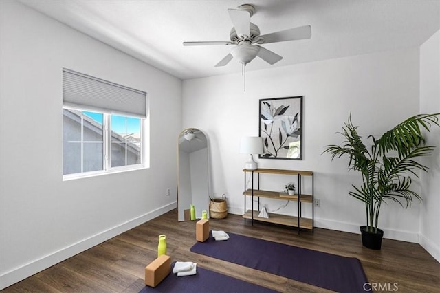 35733 Emily Ave, Murrieta, CA 92563 - exercise area featuring wood finished floors and ceiling fan