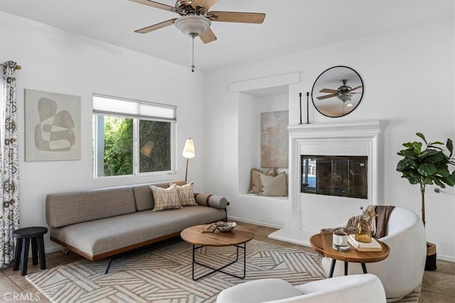 35733 Emily Ave, Murrieta, CA 92563 - living area with ceiling fan and a glass covered fireplace