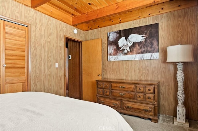 33712 Green Valley Lake Rd, Green Valley Lake, CA 92341 - bedroom with carpet and wooden ceiling