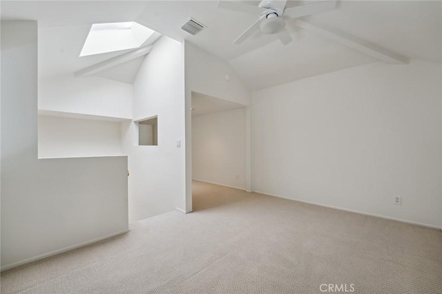 4240 Lost Hills Rd Unit 2205, Calabasas, CA 91301 - bonus room featuring a skylight, carpet, vaulted ceiling, and a ceiling fan