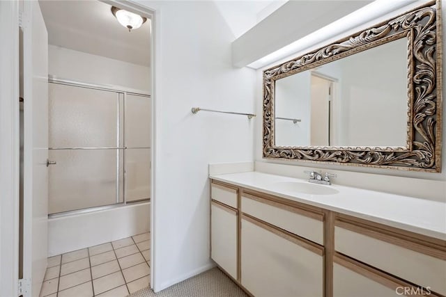 4240 Lost Hills Rd Unit 2205, Calabasas, CA 91301 - bathroom with enclosed tub / shower combo, vanity, and tile patterned floors