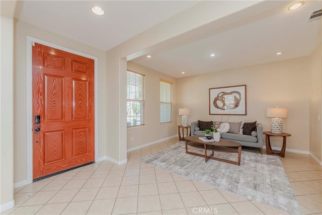 25228 Coral Canyon Rd, Corona, CA 92883 - entrance foyer with light tile patterned flooring and recessed lighting