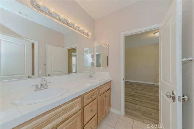 25228 Coral Canyon Rd, Corona, CA 92883 - full bath featuring double vanity and tile patterned flooring