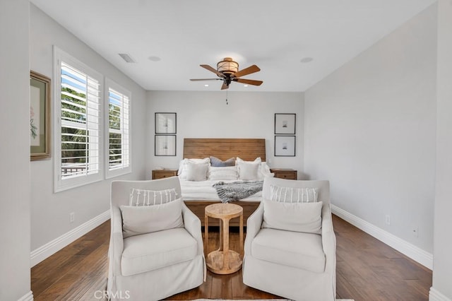 24234 Reyes Adobe Way, Valencia, CA 91354 - bedroom featuring dark wood-type flooring and a ceiling fan