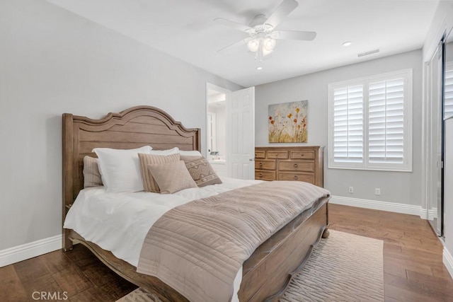 24234 Reyes Adobe Way, Valencia, CA 91354 - bedroom featuring wood finished floors, recessed lighting, and ceiling fan