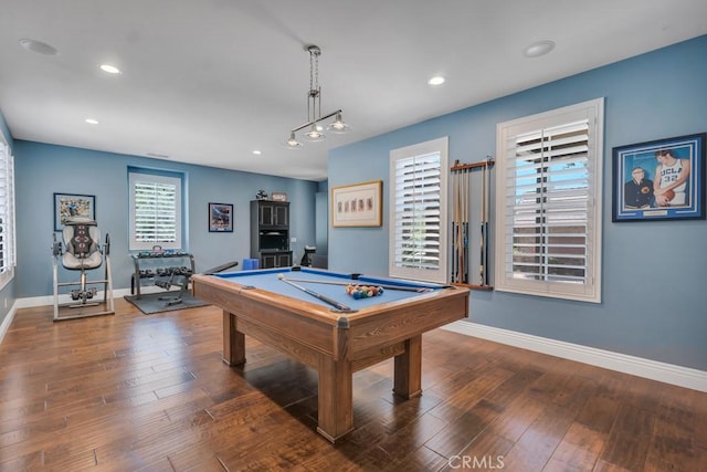 24234 Reyes Adobe Way, Valencia, CA 91354 - playroom with pool table, wood finished floors, and recessed lighting