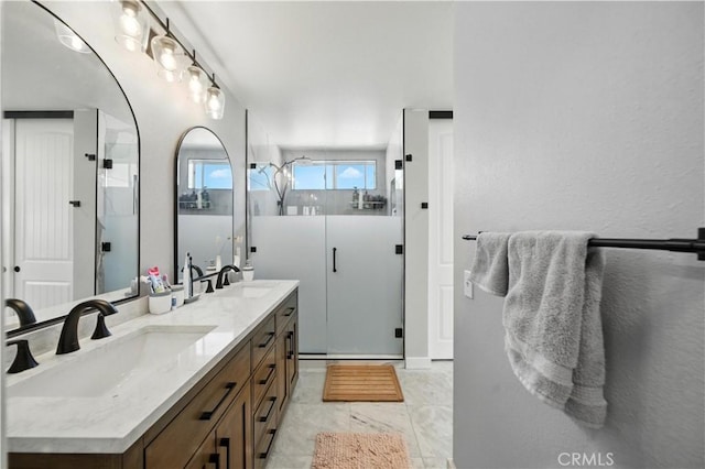33175 Camino Maraca, Temecula, CA 92592 - full bathroom featuring double vanity and a shower stall