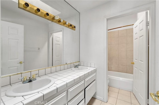 44051 Sheldon Ct, Temecula, CA 92592 - full bathroom featuring double vanity, tile patterned flooring, and  shower combination