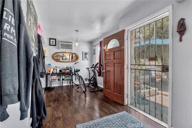2660 Newell St, County Los Angeles, CA 90039 - entrance foyer with a wall unit AC and wood finished floors