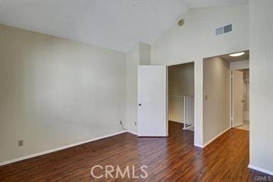 16857 San Fernando Mission Blvd Unit 7, Granada Hills, CA 91344 - unfurnished bedroom with wood finished floors and high vaulted ceiling