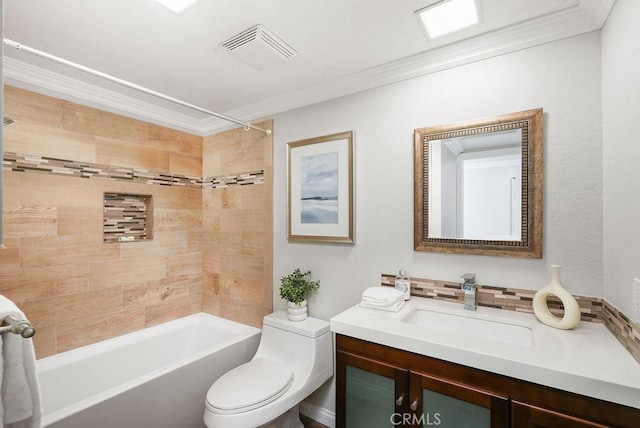 30326 Via Reata, Laguna Niguel, CA 92677 - bathroom with crown molding, vanity, and shower / washtub combination