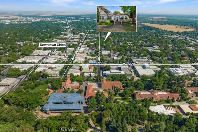 604 Salem St, Chico, CA 95928 - aerial overview of property's location with property boundaries highlighted
