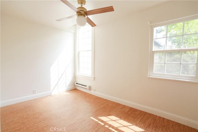 604 Salem St, Chico, CA 95928 - carpeted empty room with a baseboard radiator and ceiling fan