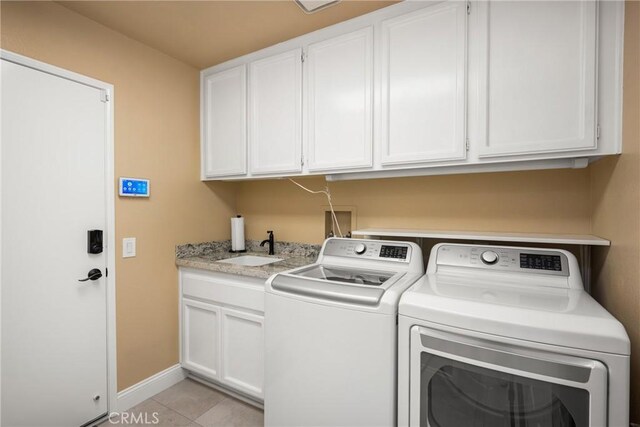 24330 Via Arriba Linda, Yorba Linda, CA 92887 - laundry room with washing machine and dryer, cabinet space, and light tile patterned flooring