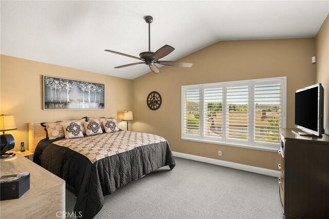 24330 Via Arriba Linda, Yorba Linda, CA 92887 - bedroom with vaulted ceiling, carpet, and a ceiling fan