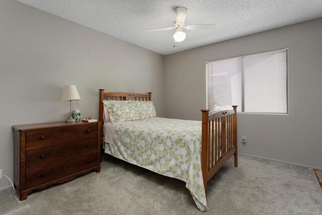 468 Las Brisas Dr, Escondido, CA 92027 - bedroom featuring carpet, ceiling fan, and a textured ceiling