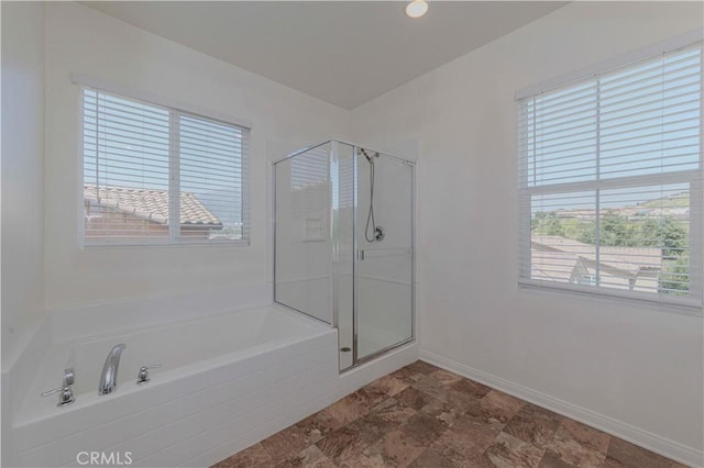 24679 Acadia Dr, Corona, CA 92883 - full bathroom featuring a garden tub and a shower stall